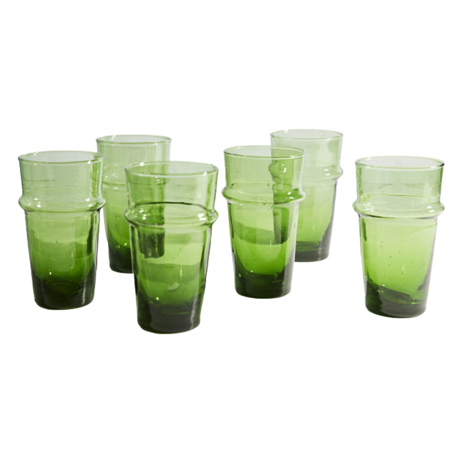 Set of 6 Moroccan Beldi Glasses - Green