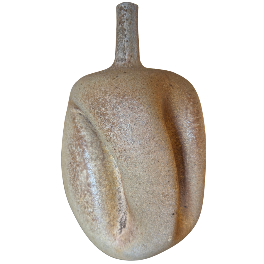 Textured Stoneware Sculptural Bottle Vessel