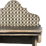 Painted Geometric Back Bench with Scroll Detail