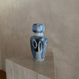 Blue Abstract Painted Studio Pottery Vase
