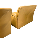 Pair of Busnelli Camel Leather Lounge Chairs, 1980s