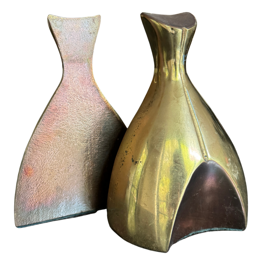 Pair of Faceted Brass Bookends