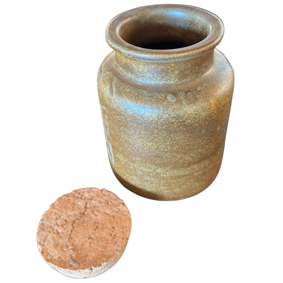 Mustard Glaze Stoneware Jar with Cork Stopper