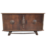 Hand Carved Oak Sideboard by Charles Dudouyt, 1940s