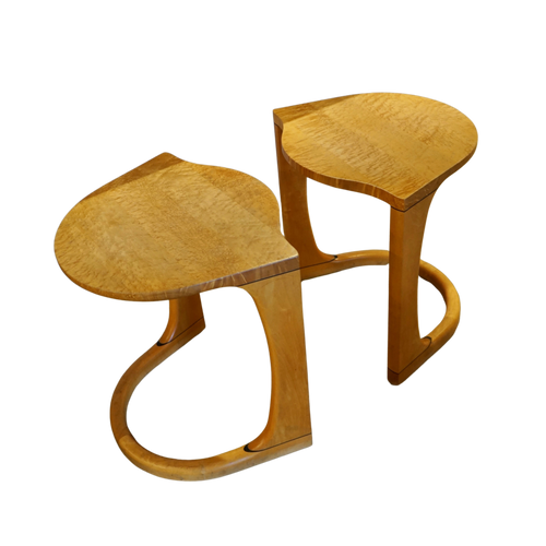 Pair of Curved Maple Side Tables