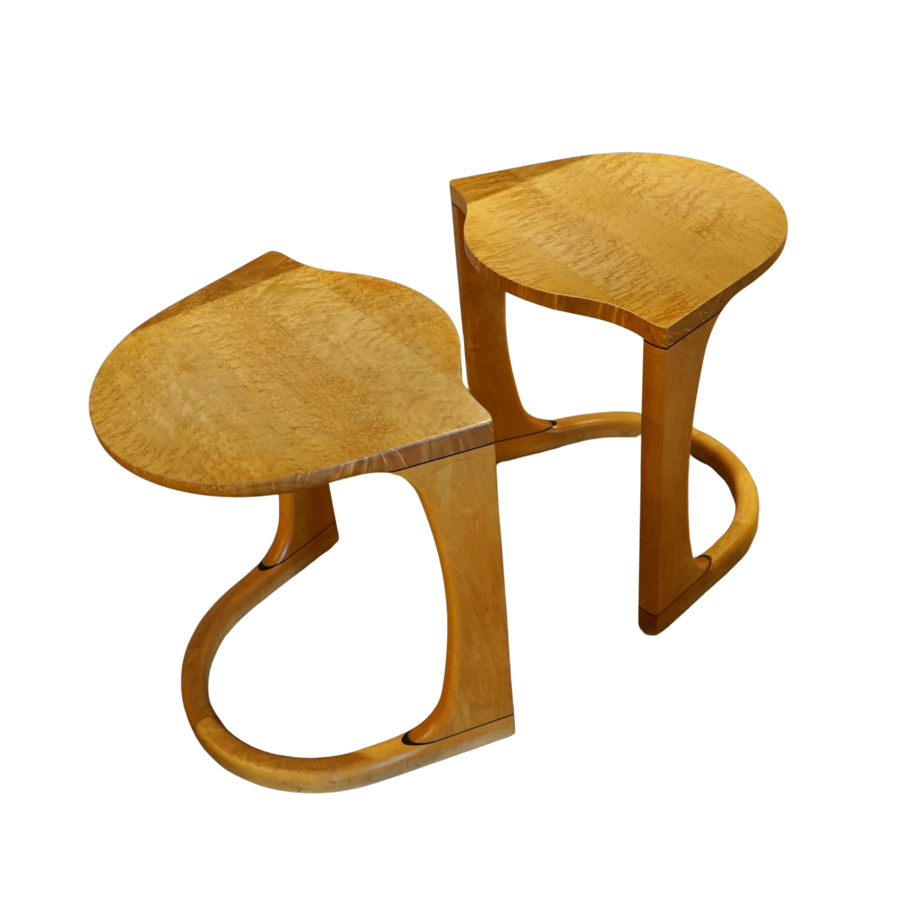 Pair of Curved Maple Side Tables