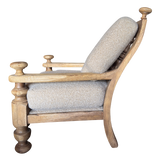 Antique Sculpted Oak Lounge with Sheepskin Cushions