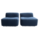 Pair of Blue Velvet Slipper Chairs by Titina Ammannati and Gianpiero Vitelli for Brunati Italia