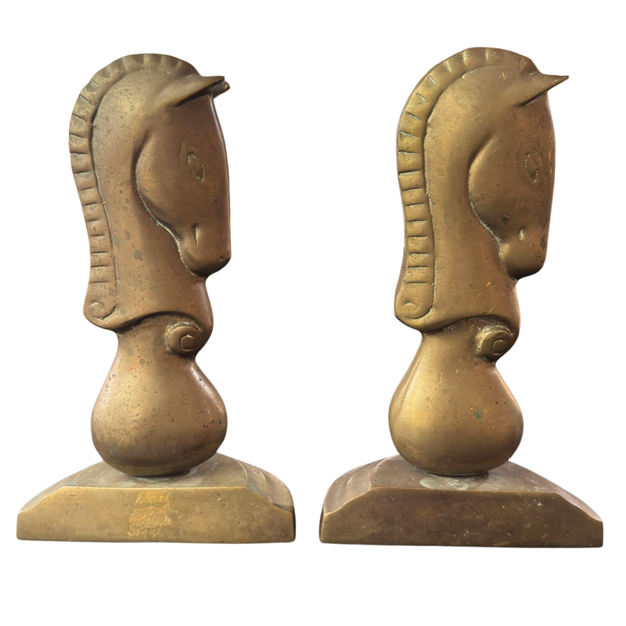 Pair of Brass Stallion Bookends