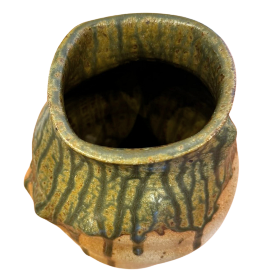 Olive Drip Studio Pottery Vase