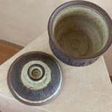 Two Tone Etched Studio Pottery Lidded Vessel