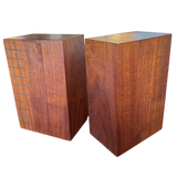 Pair of Wood Grid Pattern Bookends