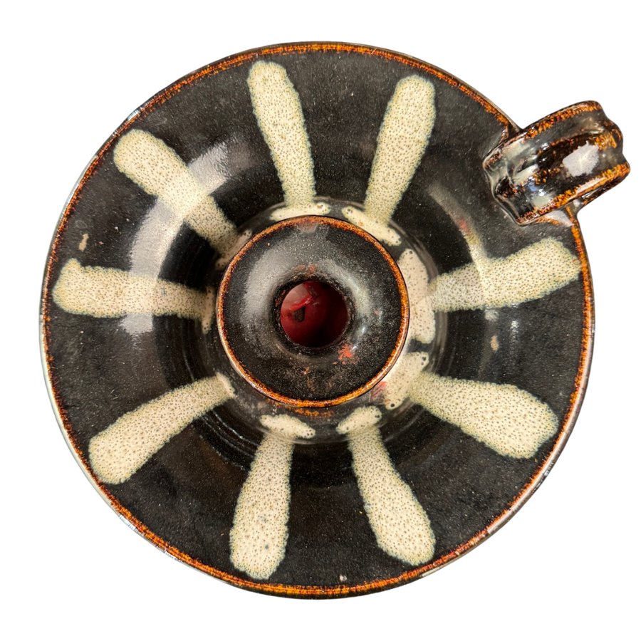 Black and White Striped Ceramic Candle Holder