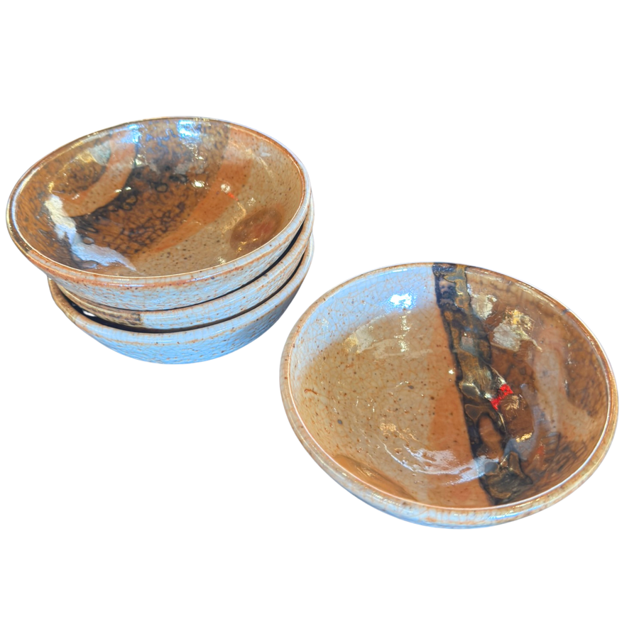Set of Four Speckled Brown Studio Bowls