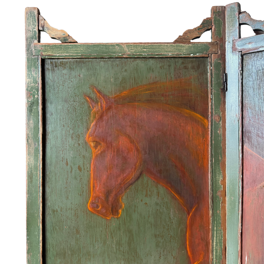 Hand-Painted Equestrian Screen