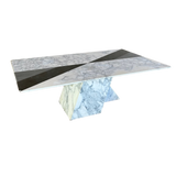 Sculptural Marble and Stone Inlay Coffee Table