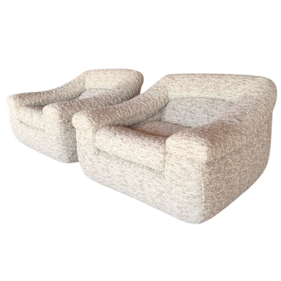 Pair of Postmodern Channeled Lounge Chairs