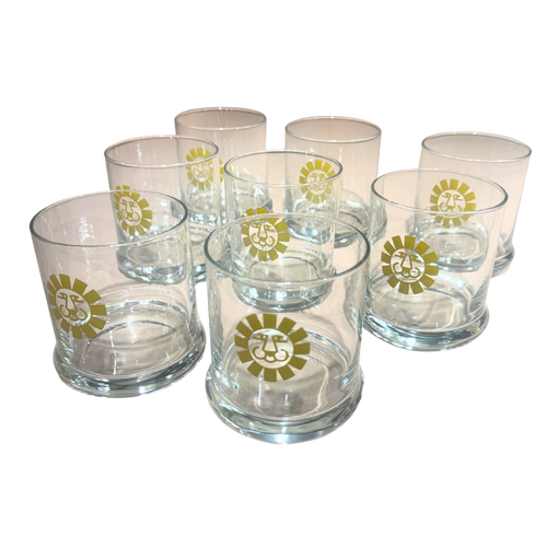 Set of 8 Yellow Accent Glasses