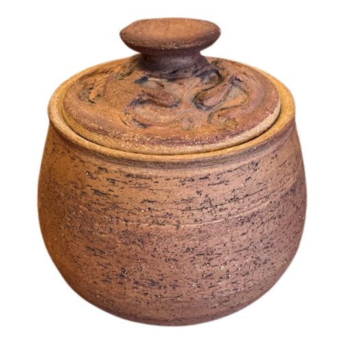 Small Lidded Studio Jar in Textured Red Clay