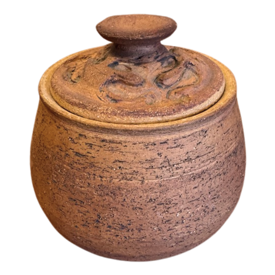 Small Lidded Studio Jar in Textured Red Clay