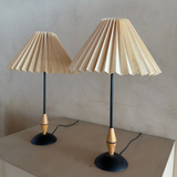Wood Accented Pleated Shade Table Lamps
