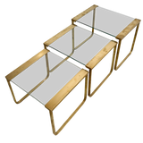 Trio of Nesting Brass Edged End Tables