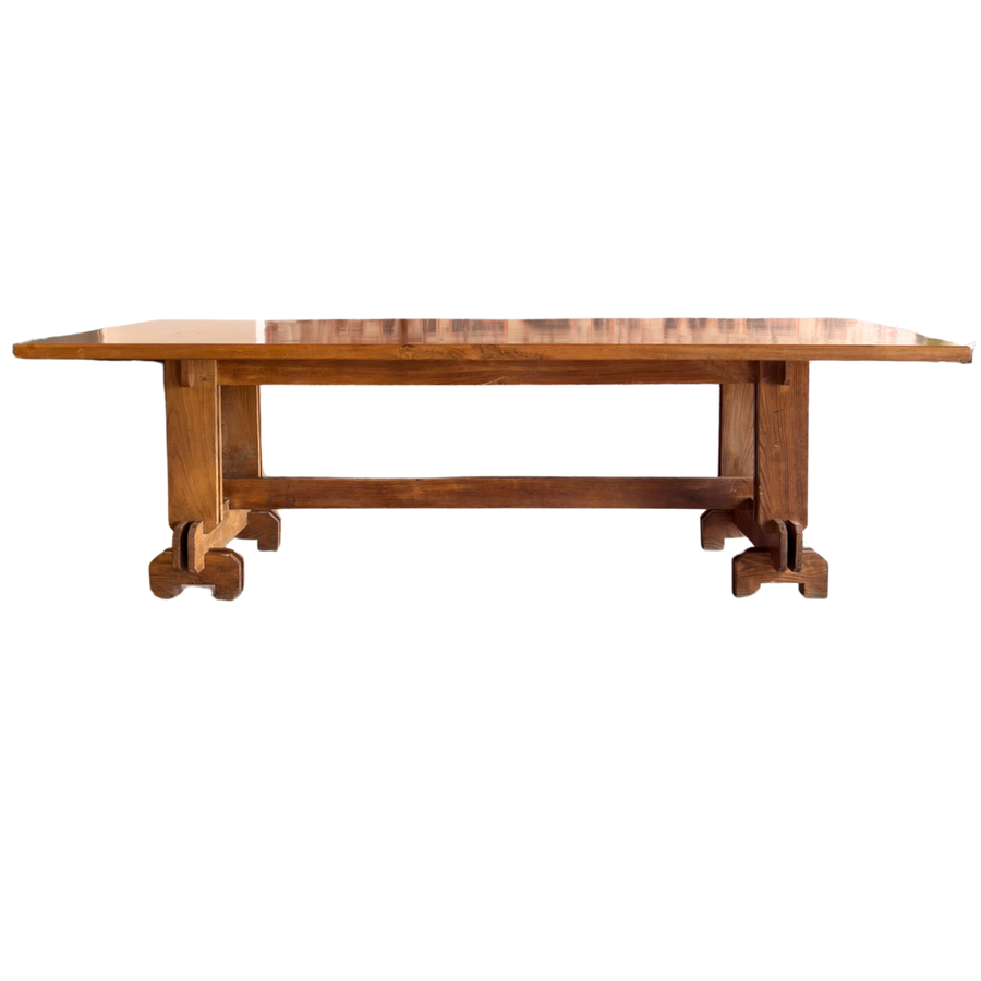 Antique Oak Trestle Dining Table