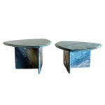 Pair of Vintage Triangular Textured Marble End Tables