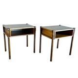 Pair of Walnut and Teak Nightstands, 1960s