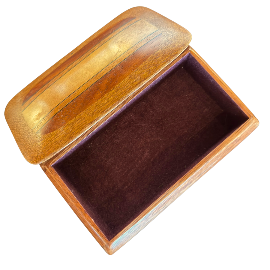 Striped Mixed Wood Inlay Trinket Box