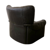 High Back Espresso Leather Armchair
