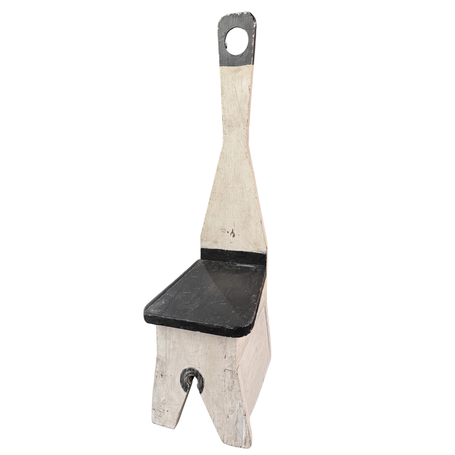 Miniature Black and White Rustic Work Stool