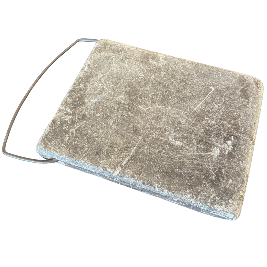 Weathered Stone Block Serving Board with Iron Handle