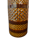 Pair of Caramel Grid Ceramic Table Lamps
