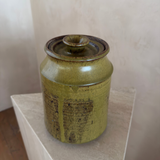 Olive Glaze Studio Pottery Lidded Jar