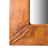 Vintage French Molded Leather Wall Mirror