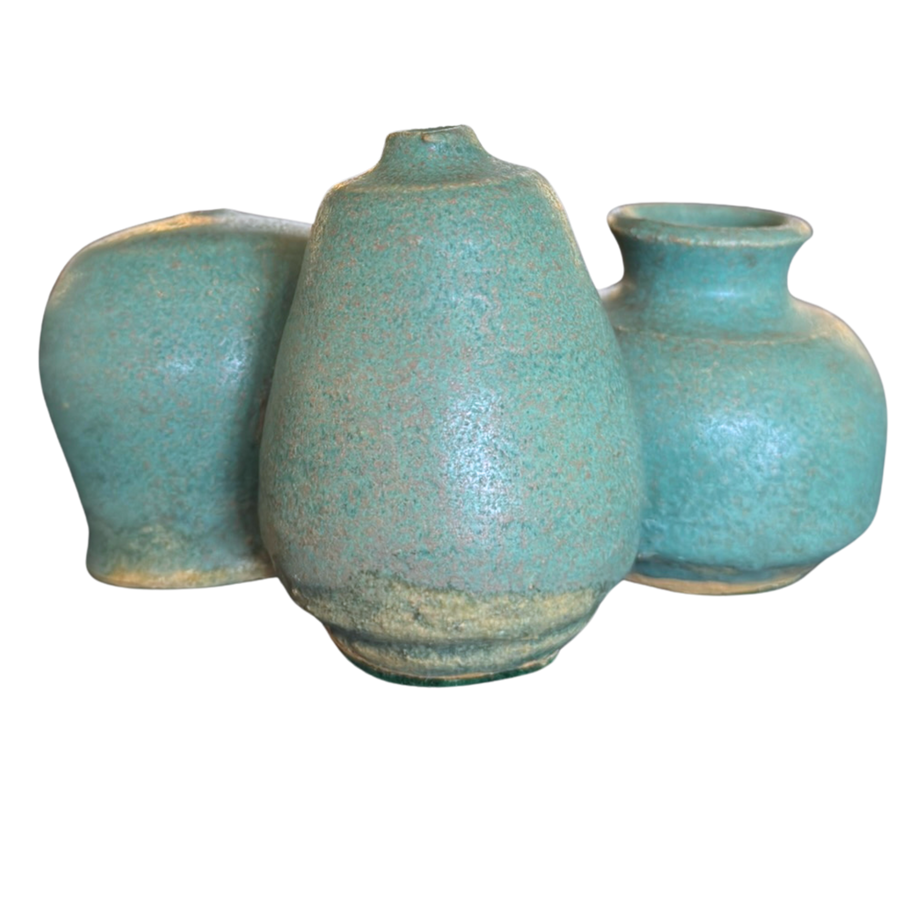 Trio of Teal Studio Ceramic Bud Vases