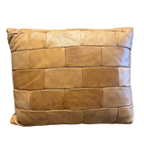 Vintage Butter Leather Patchwork Pillow