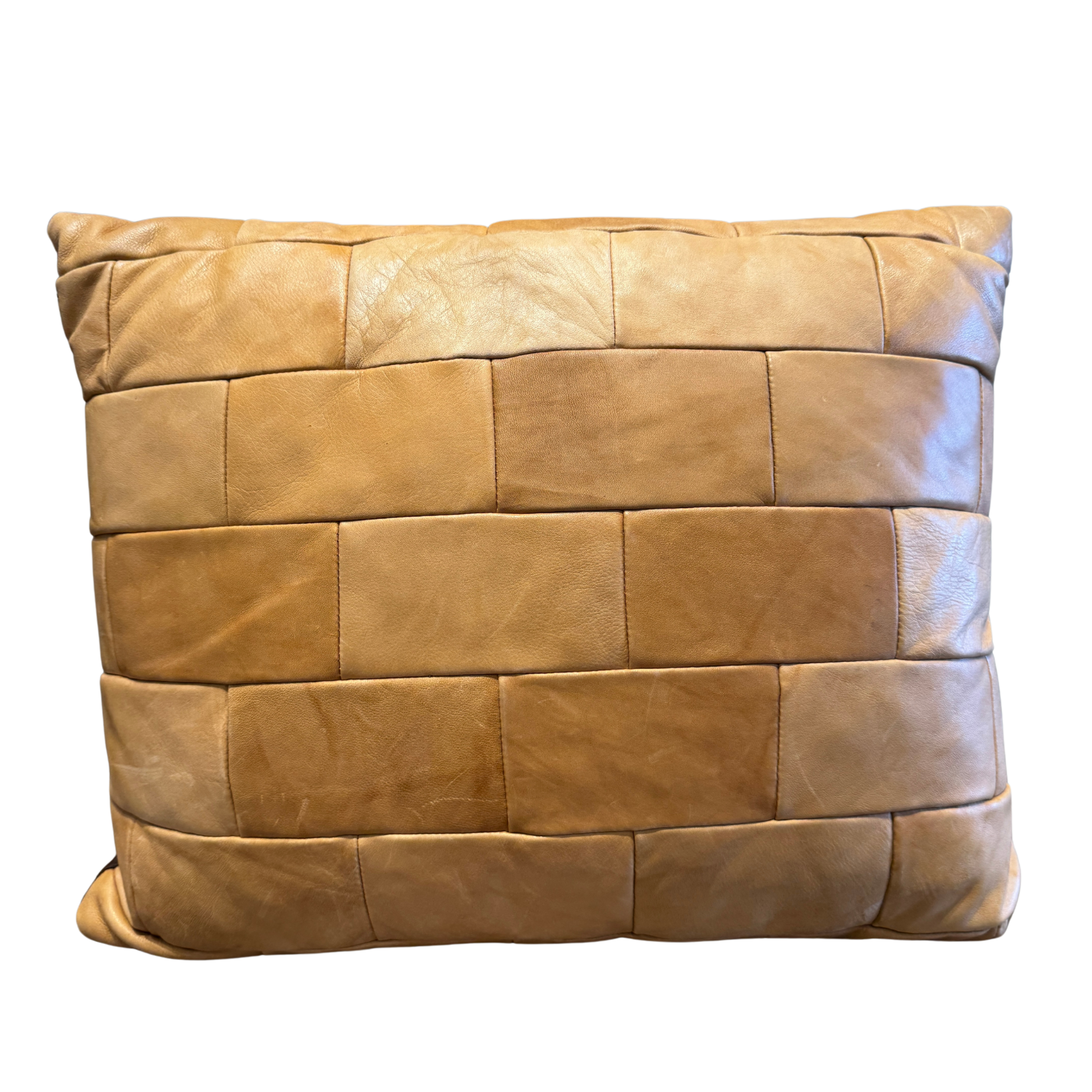 Vintage Butter Leather Patchwork Pillow