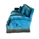Antique Teal Fringed Sofa