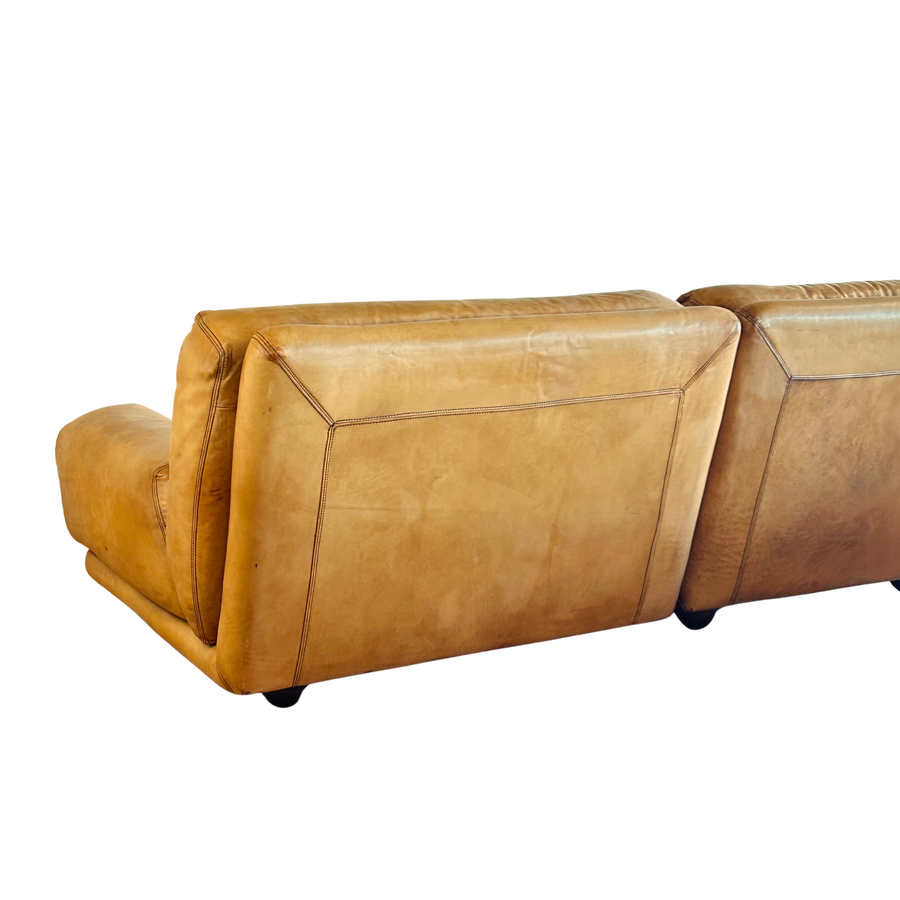 Vintage Italian Leather Two Piece Loveseat