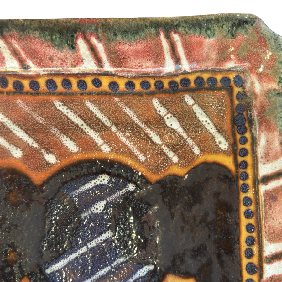 Colorful Glazed Ceramic Abstract Tray