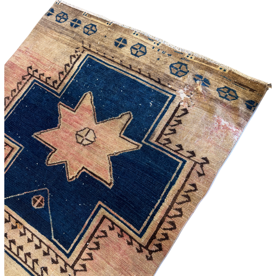 Vintage Anatolian Kilim Rug with Indigo Accents