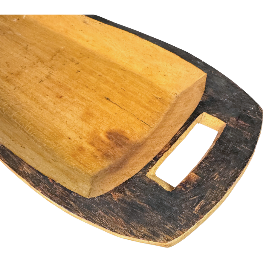 Painted Edge Carved Wood Tray