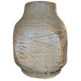 Muted Blue Grey Studio Vessel with Carved Detail