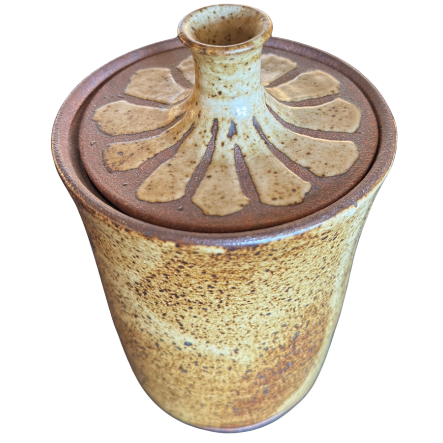 Studio Pottery Lidded Jar with Flared Neck