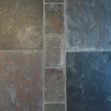 Slate and Teak Oval Coffee Table