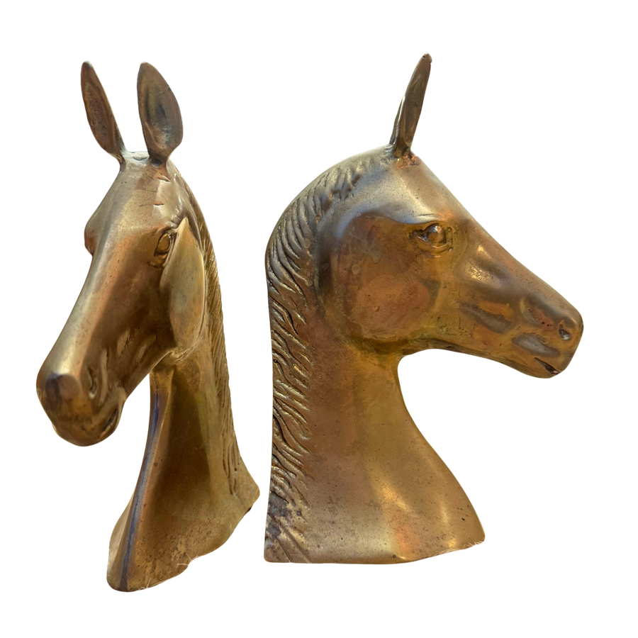 Pair of Brass Horse Head Bookends