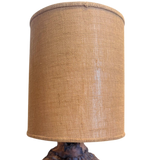 Large Textured Ceramic Table Lamp with Burlap Shade