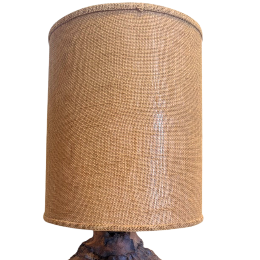 Large Textured Ceramic Table Lamp with Burlap Shade